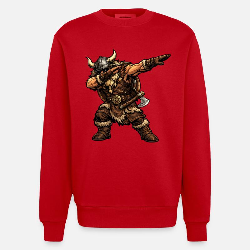 Dabbing Wikinger - Heavyweight Oversized Organic Crew Neck Made in EU - Rot
