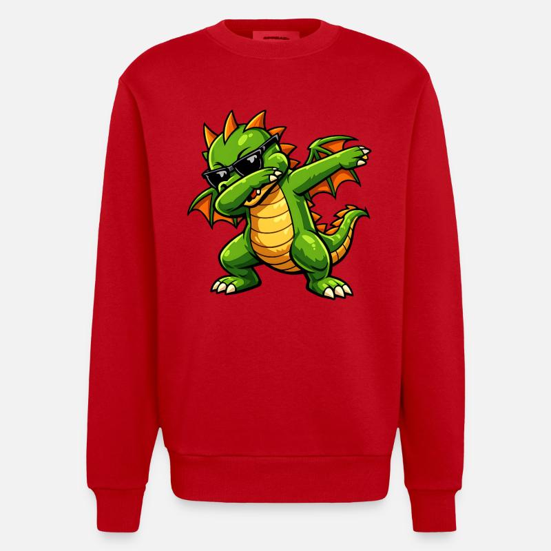 Süßer Dabbing Drache - Heavyweight Oversized Organic Crew Neck Made in EU - Rot