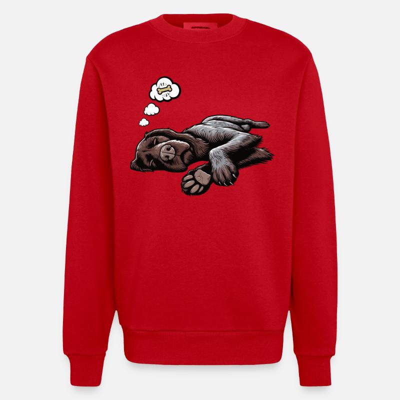 Deutsch Drahthaar Deutsch-Drahthaar Besitzer - Heavyweight Oversized Organic Crew Neck Made in EU - Rot