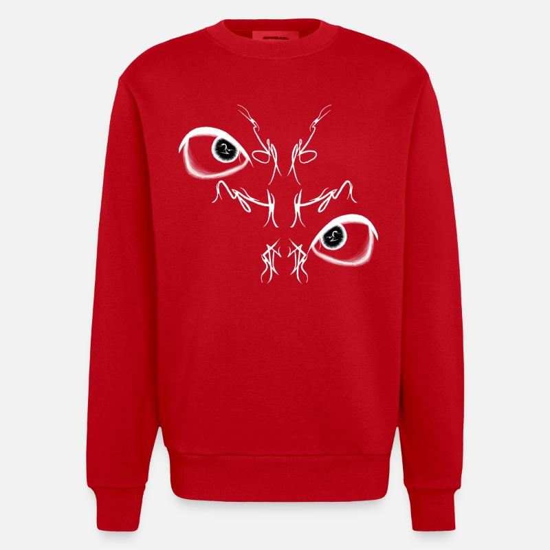 Night Bird Duo Lights (Reverse) - Heavyweight Oversized Organic Crew Neck Made in EU - red