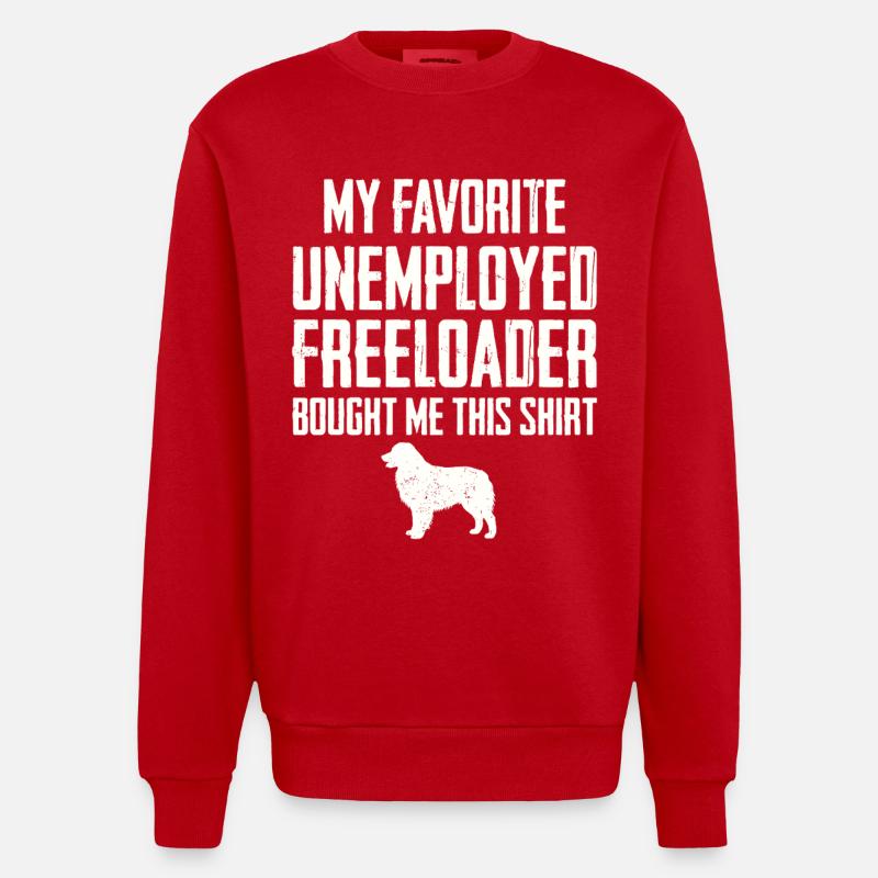 Funny Australian Shepherd Freeloader - Heavyweight Oversized Organic Crew Neck Made in EU - red