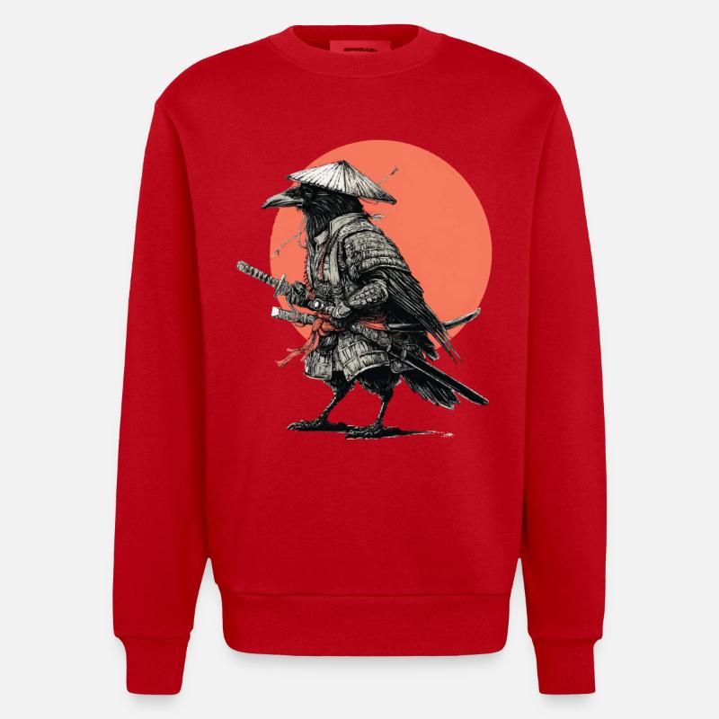 Raven Samurai Armour - Heavyweight Oversized Organic Crew Neck Made in EU - red