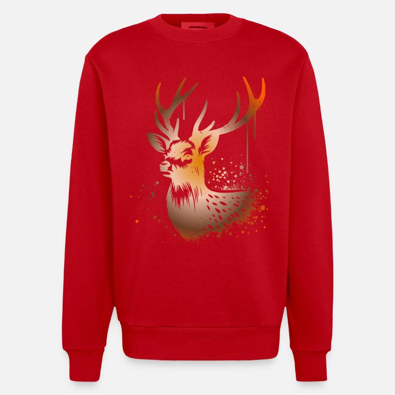 Cerf Sikahirsch Sika - Sweat bio épais oversize fabriqué en UE - rouge