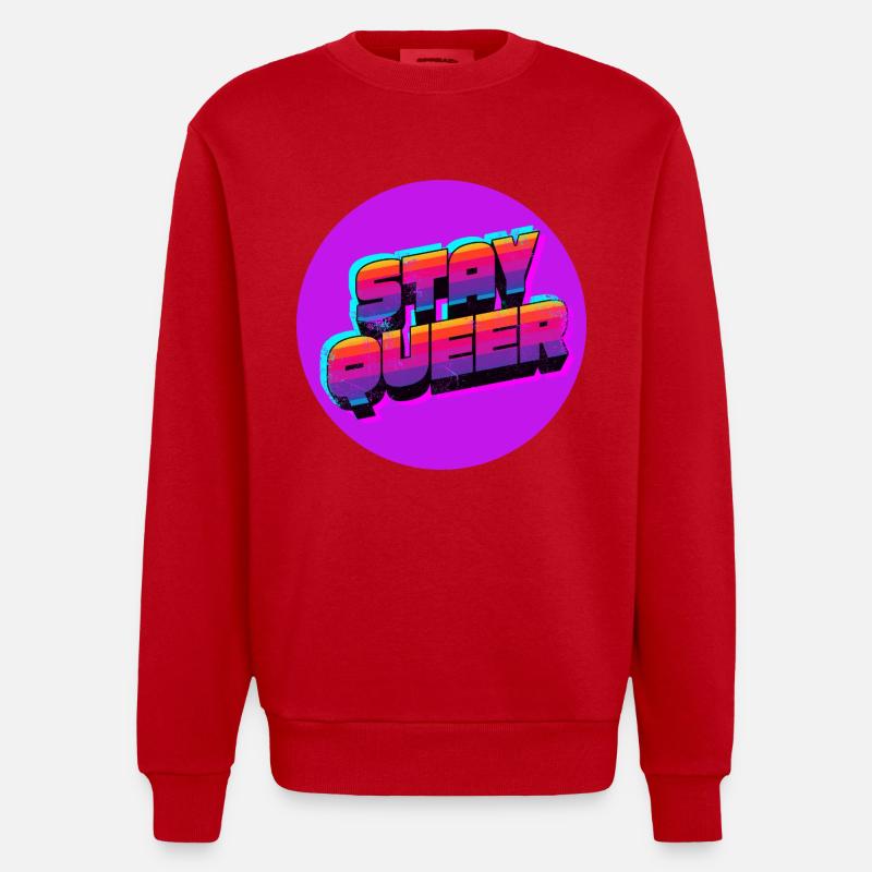 Reste queer rétro néon - Sweat bio épais oversize fabriqué en UE - rouge
