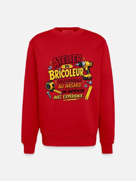 Bricoleur au Hasard avec Expérience - Sweat bio épais oversize fabriqué en UE - rouge