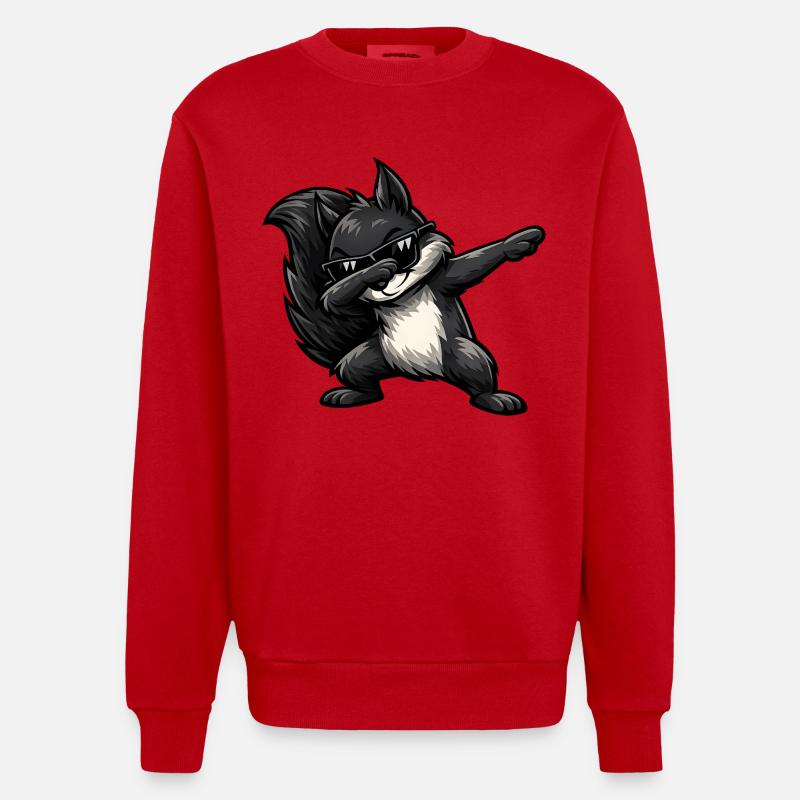 Dabbing Schwarzes Eichhörnchen - Heavyweight Oversized Organic Crew Neck Made in EU - Rot