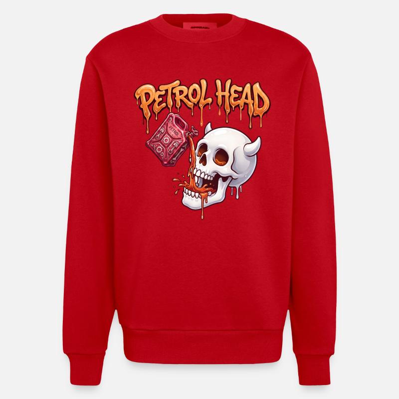 Crâne de Pétrolin - Sweat bio épais oversize fabriqué en UE - rouge