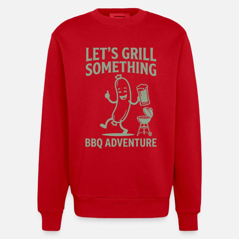 Grillons quelque chose d’aventure barbecue - Sweat bio épais oversize fabriqué en UE - rouge