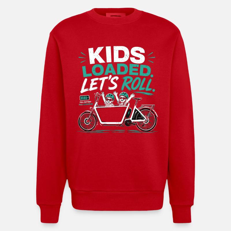 Vélo cargo Kids Loaded - Sweat bio épais oversize fabriqué en UE - rouge