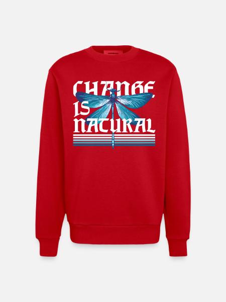 Libelle Libellen Change Is Natural - Heavyweight Oversized Organic Crew Neck Made in EU - Rot