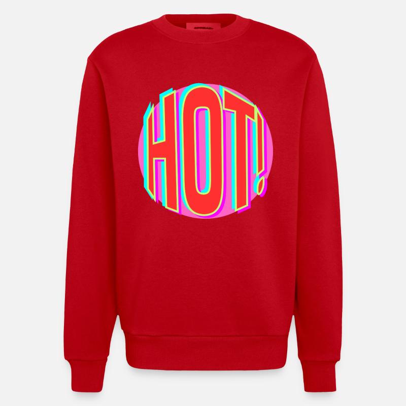 Lettrage rétro néon chaud - Sweat bio épais oversize fabriqué en UE - rouge