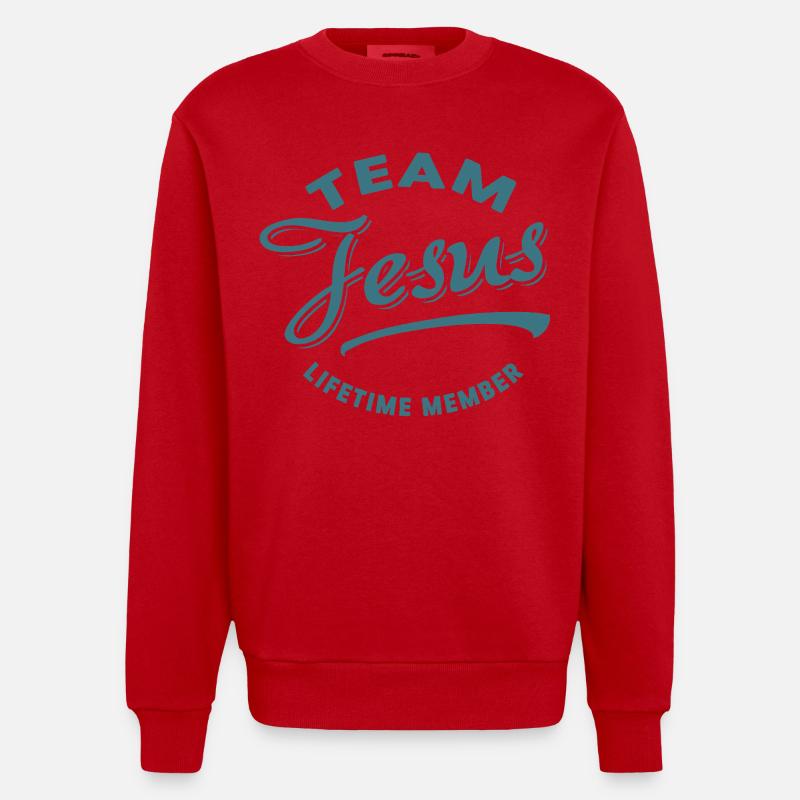Membre à vie de l’équipe Jésus - Sweat bio épais oversize fabriqué en UE - rouge