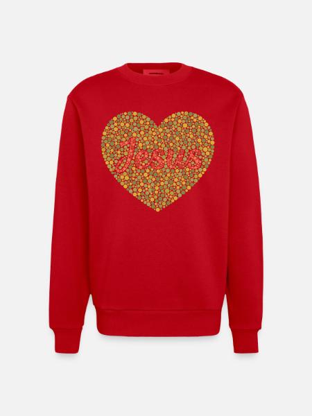 Jésus t’aime | Foi | Don - Sweat bio épais oversize fabriqué en UE - rouge