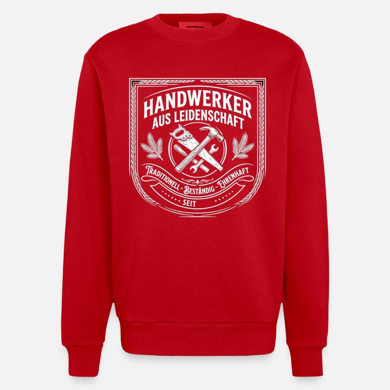 Handwerker Leidenschaft Qualität Tradition - Heavyweight Oversized Organic Crew Neck Made in EU - Rot