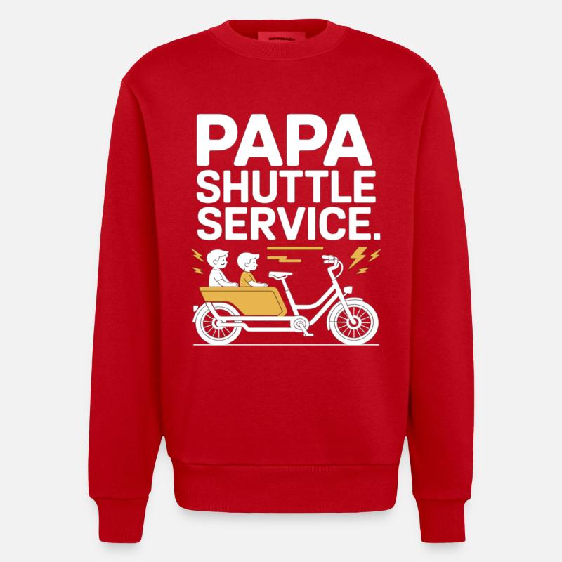 Papa Shuttle Service Vélo cargo Papa - Sweat bio épais oversize fabriqué en UE - rouge