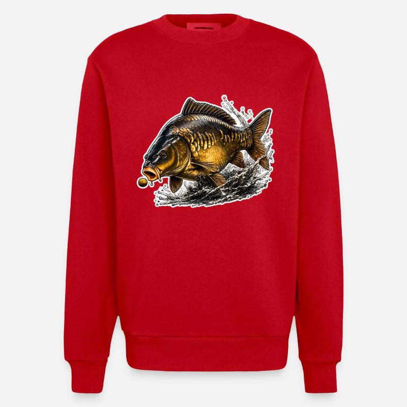 Spiegelkarpfenfisch-Design - Heavyweight Oversized Organic Crew Neck Made in EU - Rot