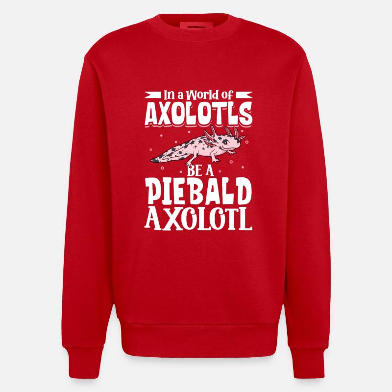 Be a Piebald Axolotl - Heavyweight Oversized Organic Crew Neck Made in EU - red
