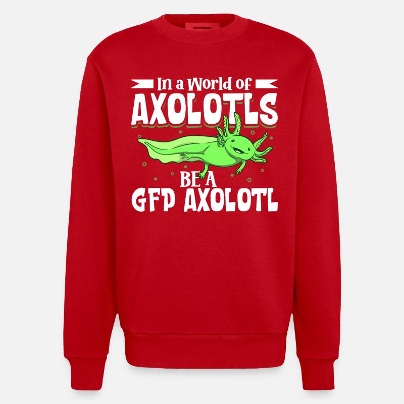 Be a GFP Axolotl - Heavyweight Oversized Organic Crew Neck Made in EU - red