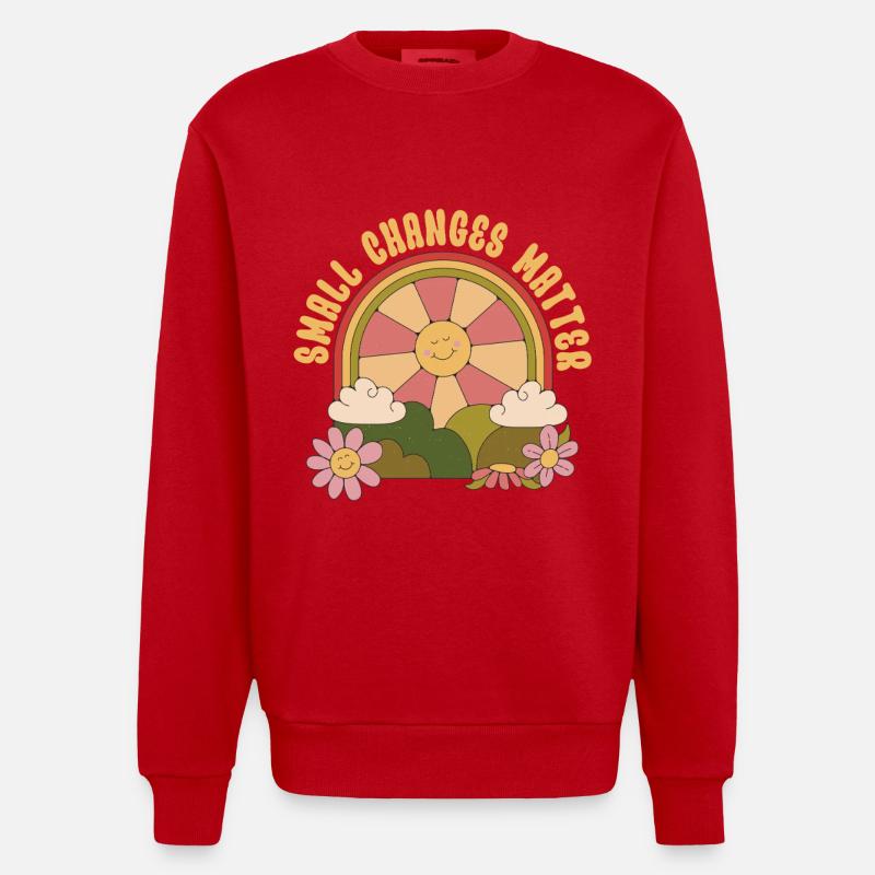 Ecologist Ecology Small Changes Matter - Heavyweight Oversized Organic Crew Neck Made in EU - red