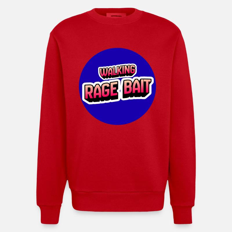 Walking Rage Bait - Heavyweight Oversized Organic Crew Neck Made in EU - red
