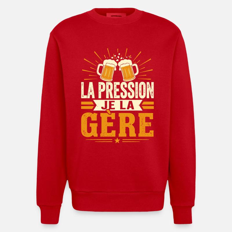 La pression je la gère - Sweat bio épais oversize fabriqué en UE - rouge