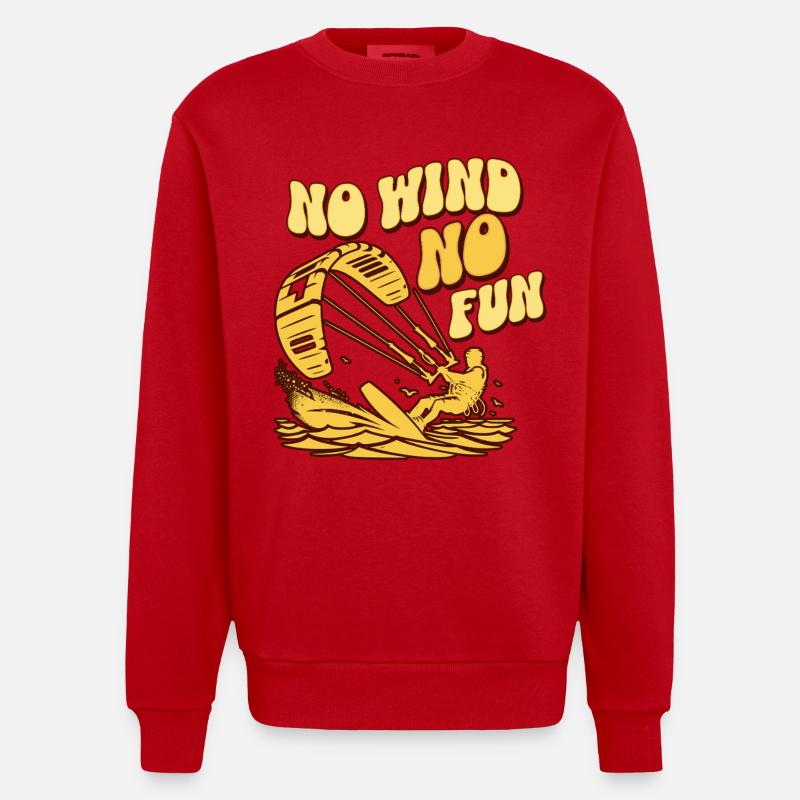 No Wind No Fun - Heavyweight Oversized Organic Crew Neck Made in EU - red