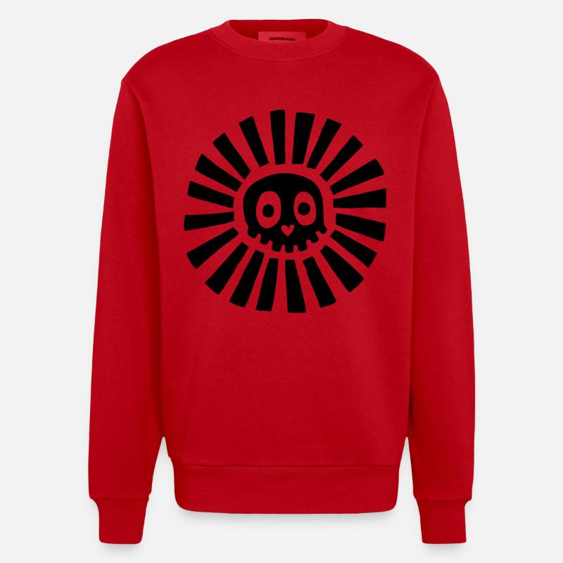 Schwarzer Sonnenschädel - Heavyweight Oversized Organic Crew Neck Made in EU - Rot