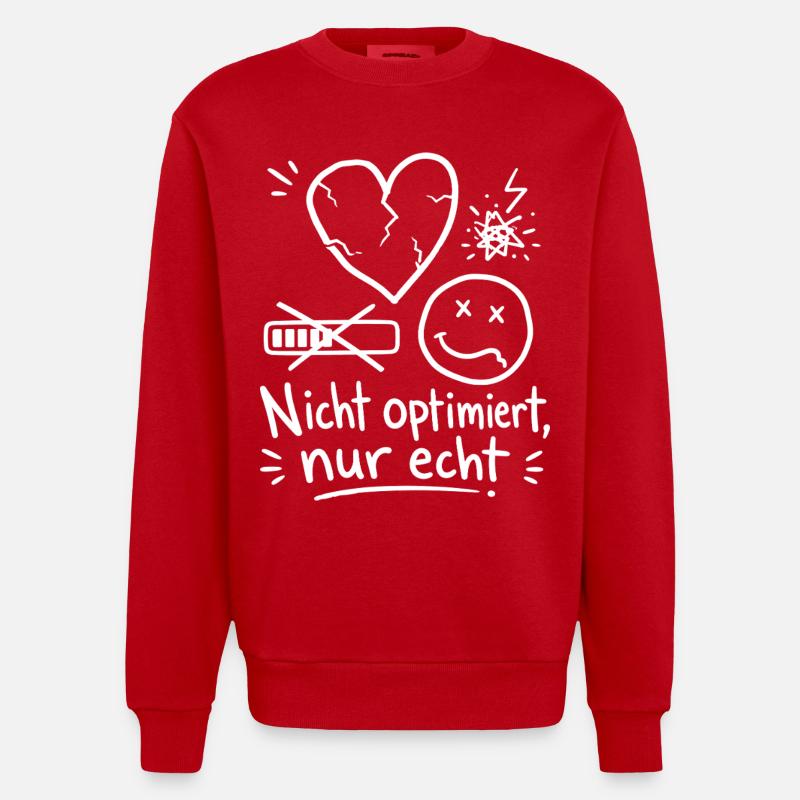 Nicht Optimiert Nur Echt - Heavyweight Oversized Organic Crew Neck Made in EU - Rot