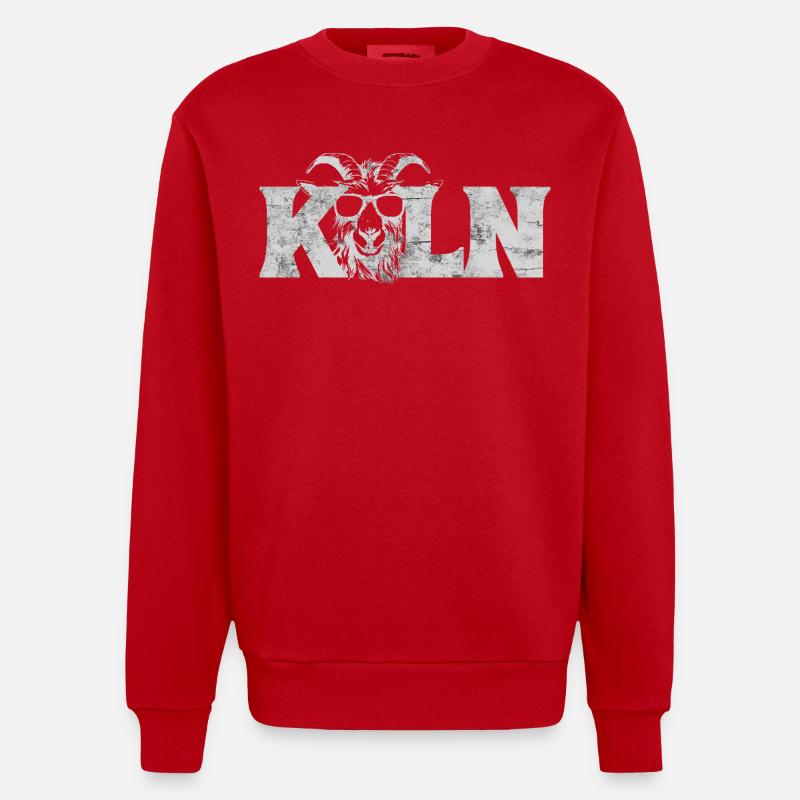 Lettrage de Cologne Geissbock - Sweat bio épais oversize fabriqué en UE - rouge
