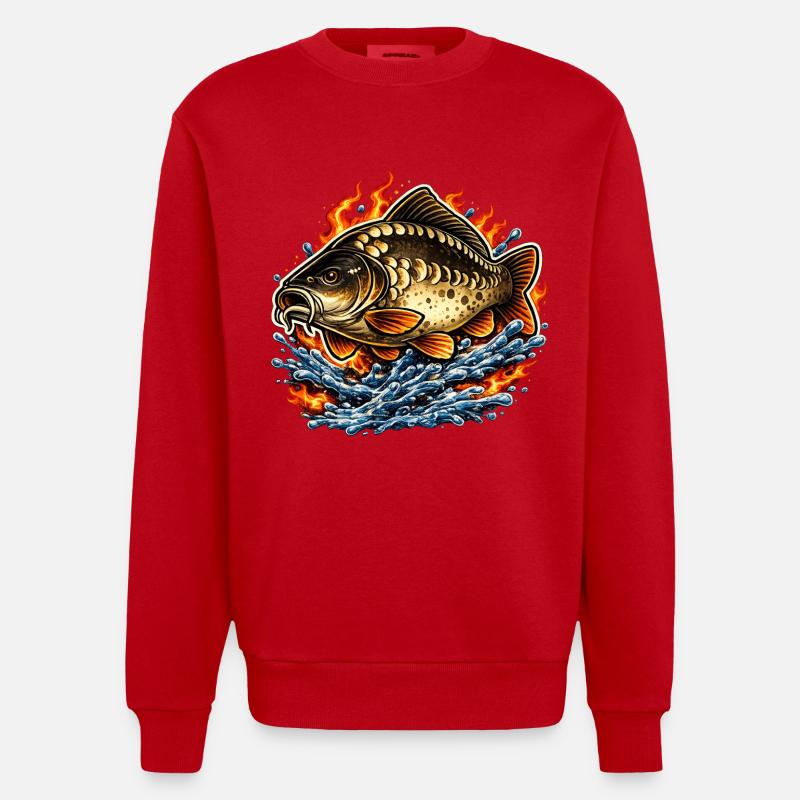 Mirror Carp - Heavyweight Oversized Organic Crew Neck Made in EU - red