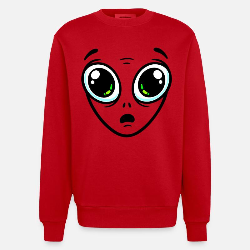 Extraterrestre aux grands yeux - Sweat bio épais oversize fabriqué en UE - rouge