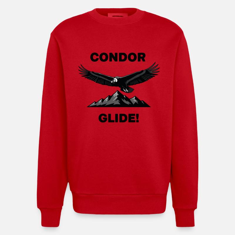 Anden-Kondor-Gleitflug Schwarzer Condor - Heavyweight Oversized Organic Crew Neck Made in EU - Rot