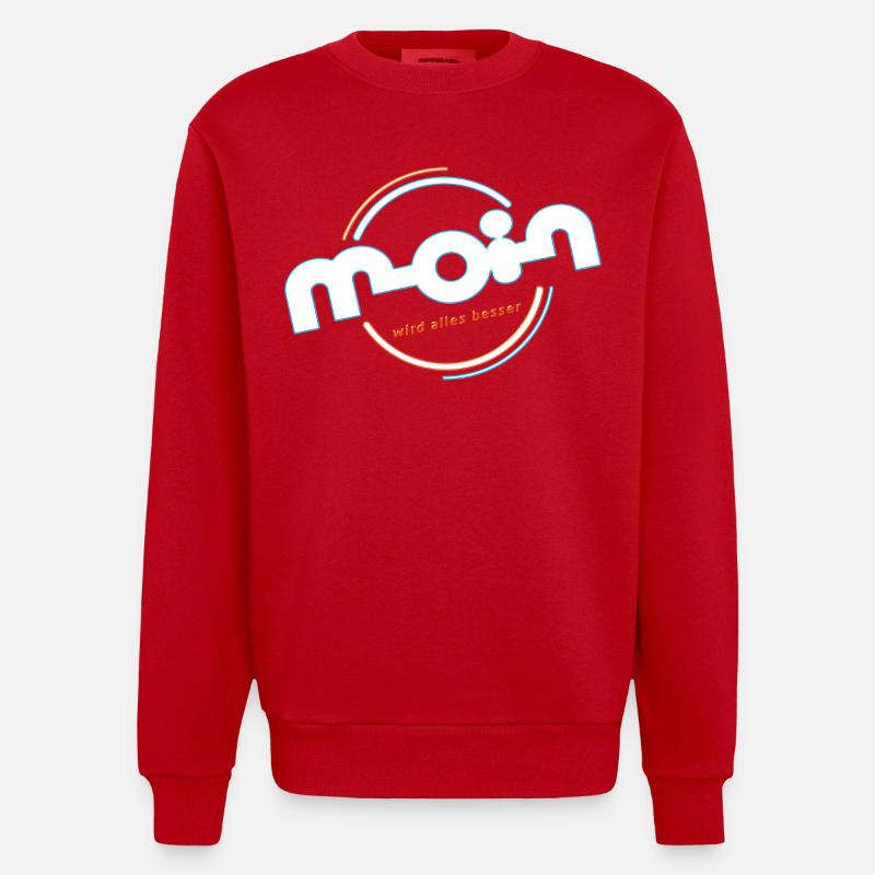 Hello - Heavyweight Oversized Organic Crew Neck Made in EU - red