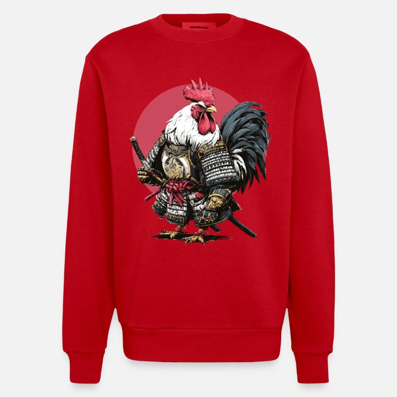 Armure samouraï coq - Sweat bio épais oversize fabriqué en UE - rouge