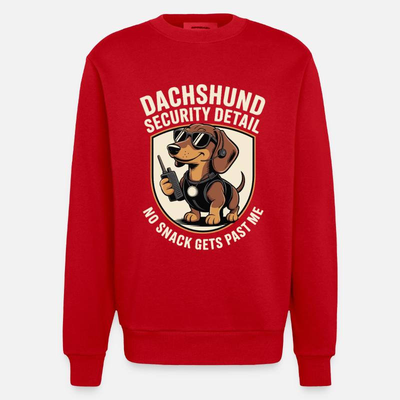 Dackel Snackwache - Heavyweight Oversized Organic Crew Neck Made in EU - Rot