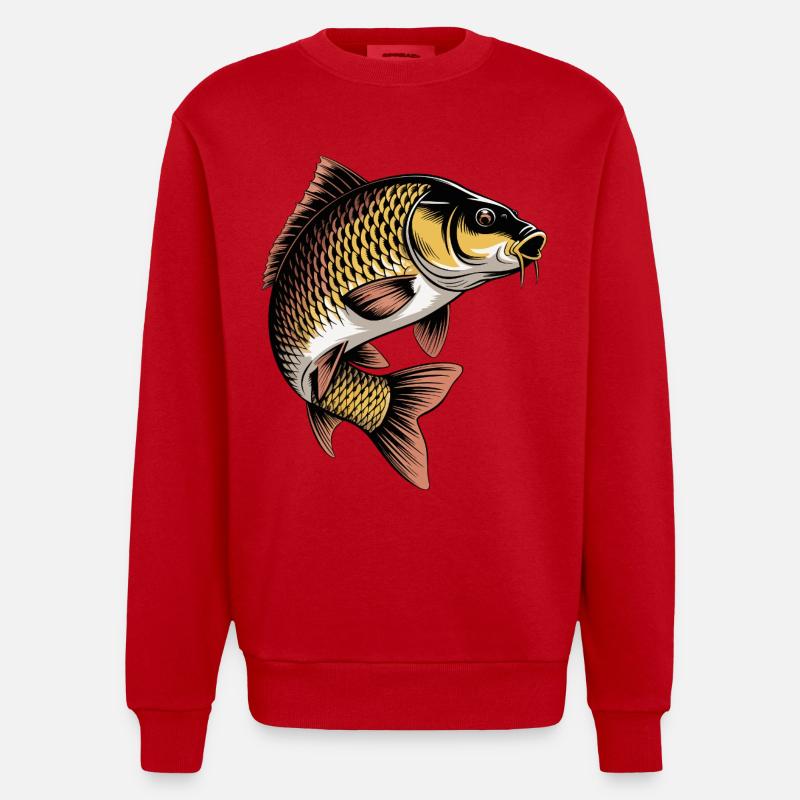 Springender Karpfen - Heavyweight Oversized Organic Crew Neck Made in EU - Rot