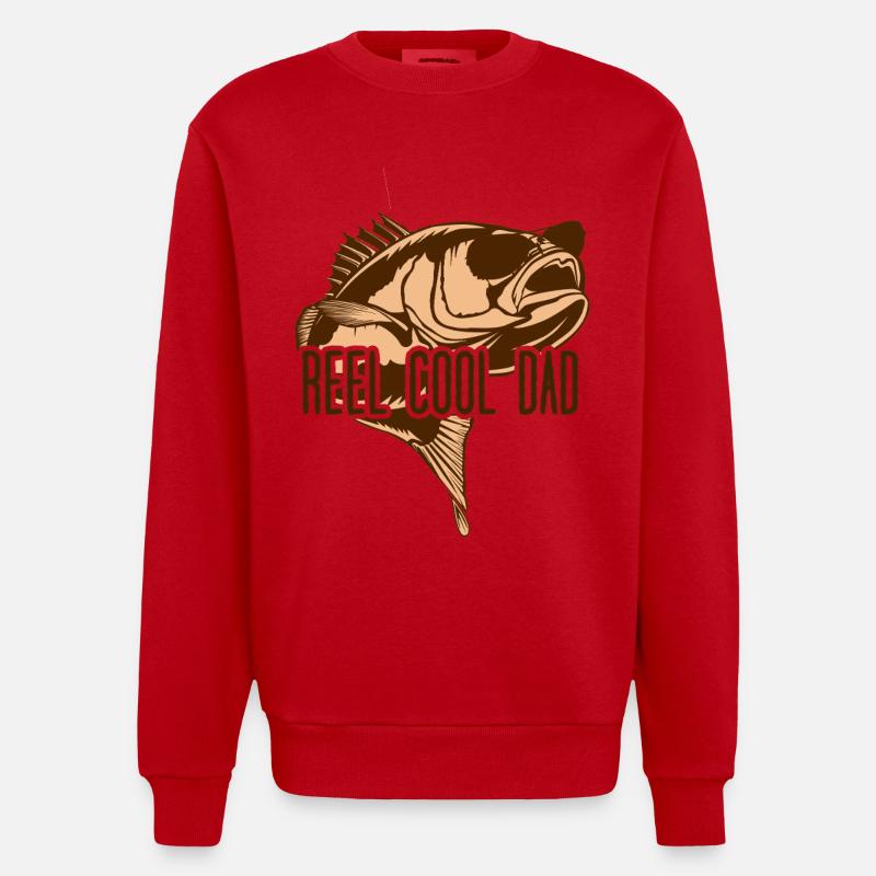 Reel Cool Dad – Bester Angler-Papa - Heavyweight Oversized Organic Crew Neck Made in EU - Rot