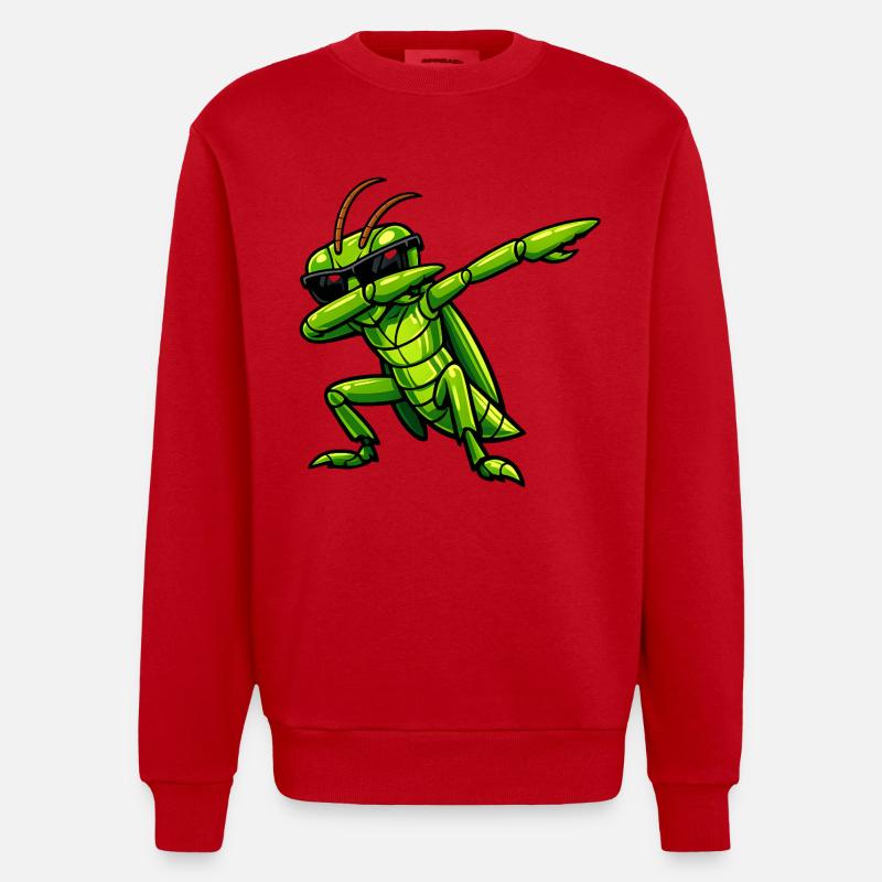 Dabbing Grashüpfer - Heavyweight Oversized Organic Crew Neck Made in EU - Rot