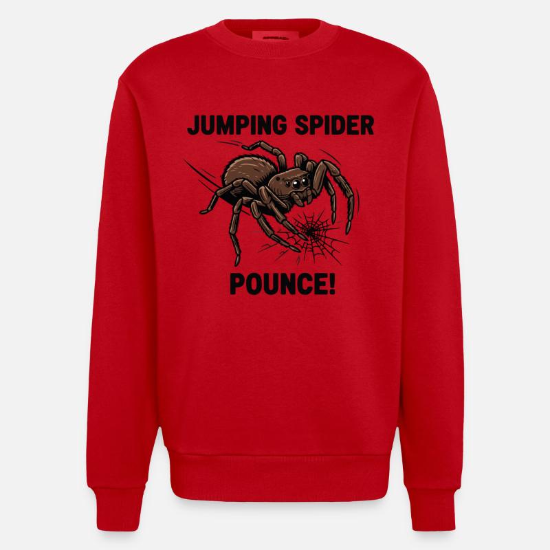 Araignée Sauteuse Pounce Jumping Spider - Heavyweight Oversized Organic Crew Neck Made in EU - red