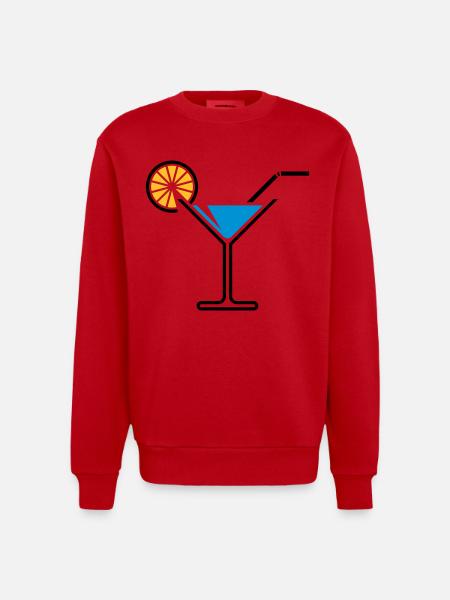 Cocktail / Cocktail Glass / Martini + (Light Blue) - Heavyweight Oversized Organic Crew Neck Made in EU - red