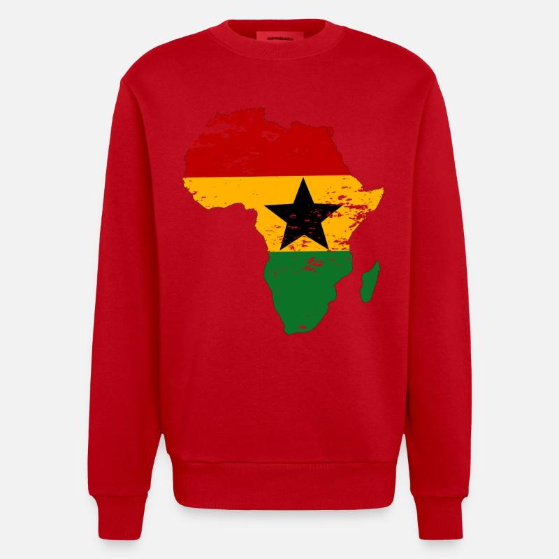 Drapeau du Ghana Afrique utilisé - Sweat bio épais oversize fabriqué en UE - rouge