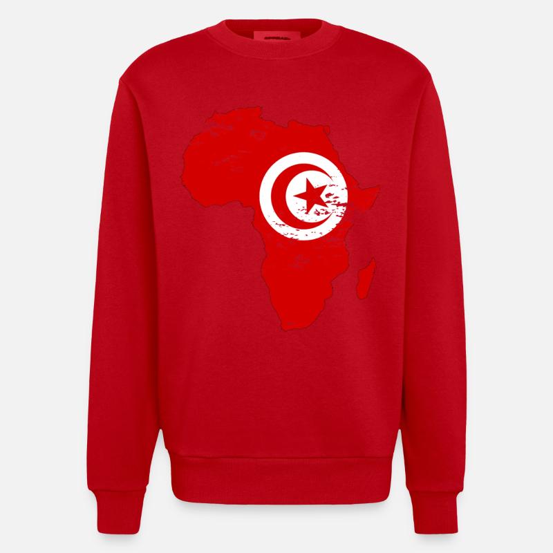 Drapeau de la Tunisie Afrique - Sweat bio épais oversize fabriqué en UE - rouge