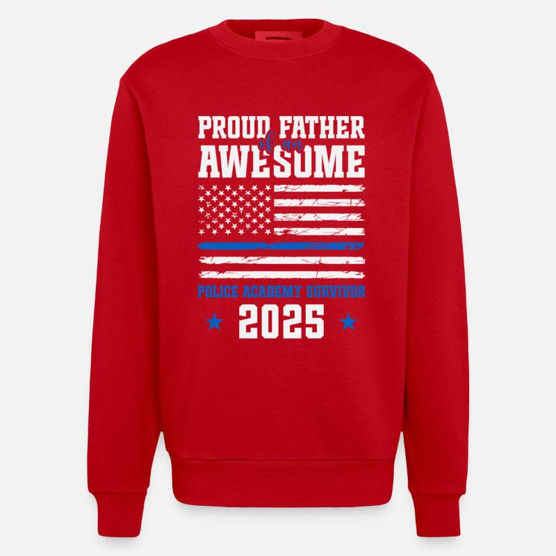 Stolzer Vater einer großartigen Polizeiakademie - Heavyweight Oversized Organic Crew Neck Made in EU - Rot