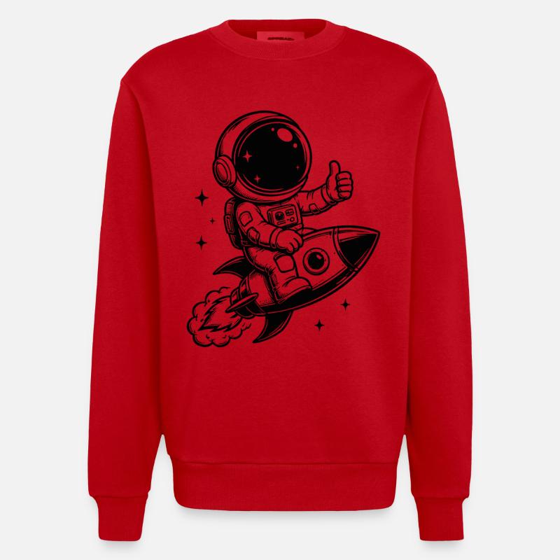 Astronaut on rocket space adventure - Heavyweight Oversized Organic Crew Neck Made in EU - red