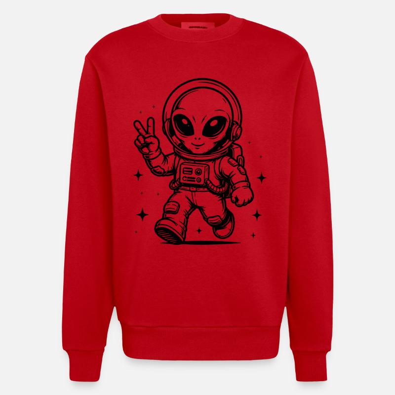 Astronaute Paix extraterrestre dans l’espace - Sweat bio épais oversize fabriqué en UE - rouge