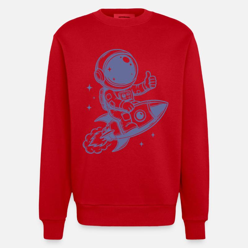Astronaute en aventure spatiale - Sweat bio épais oversize fabriqué en UE - rouge