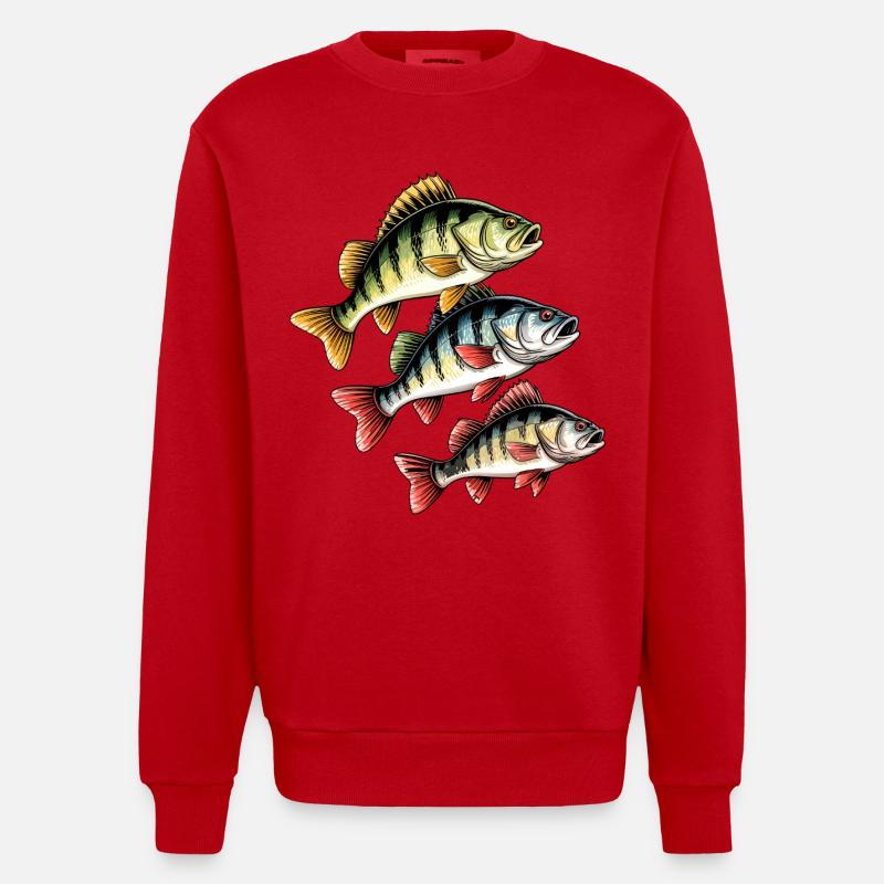 Pêche à la perche - Sweat bio épais oversize fabriqué en UE - rouge