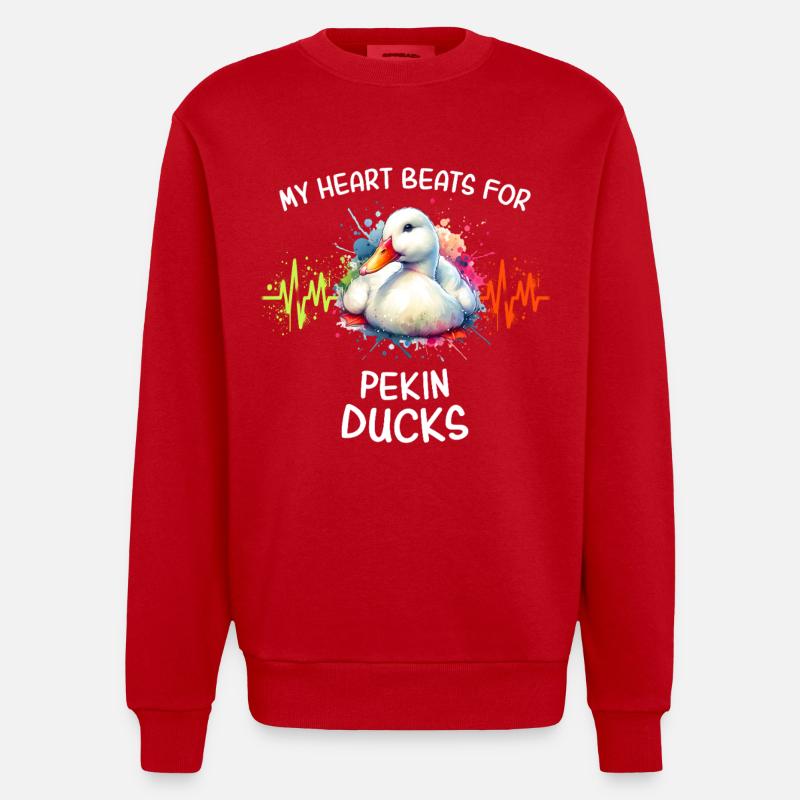 Lignée Cœur du Canard Lincé - Sweat bio épais oversize fabriqué en UE - rouge