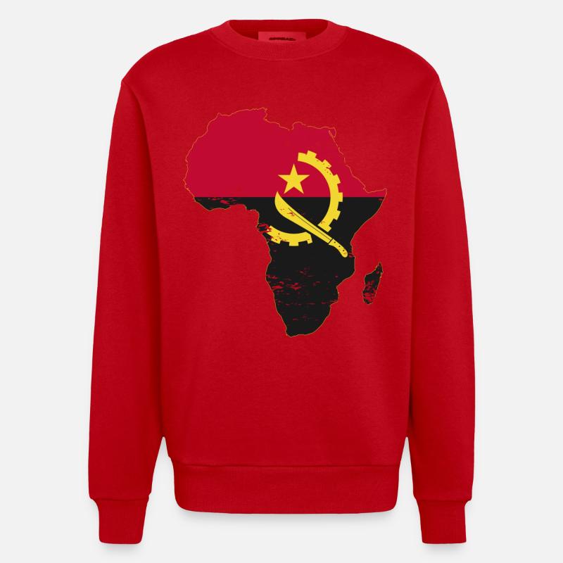 Drapeau de l’Angola Afrique - Sweat bio épais oversize fabriqué en UE - rouge