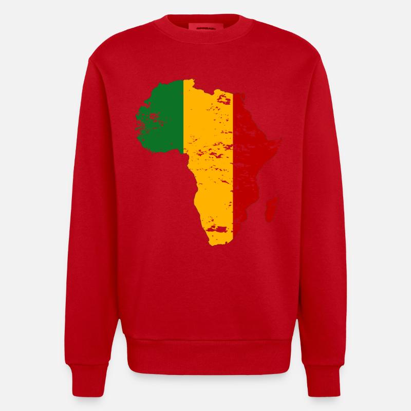 Drapeau du Mali Afrique utilisé - Sweat bio épais oversize fabriqué en UE - rouge